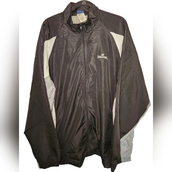 Spalding Black Windbreaker Jacket Menswear Activewear Warmup Lightweight - Picture 1 of 8